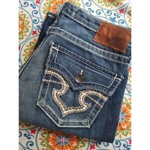 BIG STAR Jeans Womens 31L Blue Dark Wash Remy Low Rise Fit Boot Cut Leg